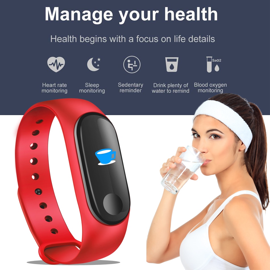 Mannen M3 Plus Smart Horloge Hartslag Bloeddruk Gezondheid Waterdichte SmartWatch Vrouwen Bluetooth Horloge Polsband Fitness Tracker