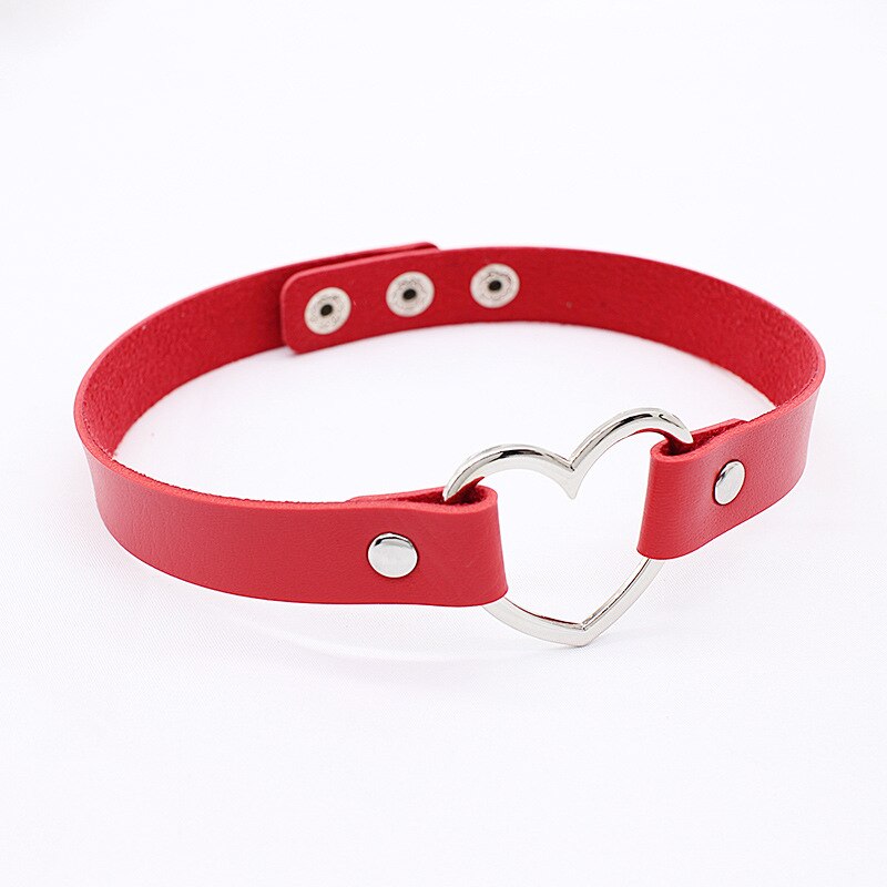 Gargantilla con tachuelas en 4 colores, Negro, Rojo, rosa, blanco, piel sintética, Punk, corazón, Collar con remaches, Collar con hebilla, Collar, para mujer, joyería