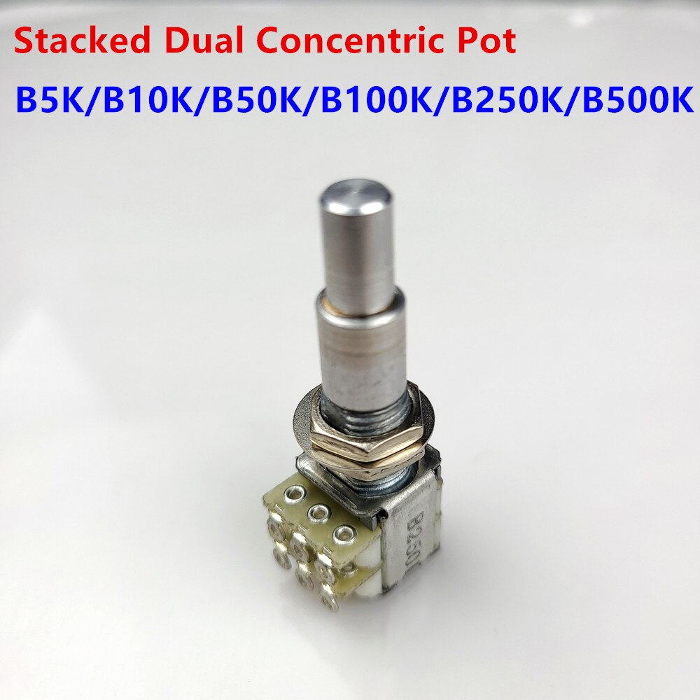 1 Stuk B5K/B10K/B50K/B100K/B250K/B500K Gestapeld Dual Concentrische Potentiometer (Pot) met Center Detent Gemaakt In Korea