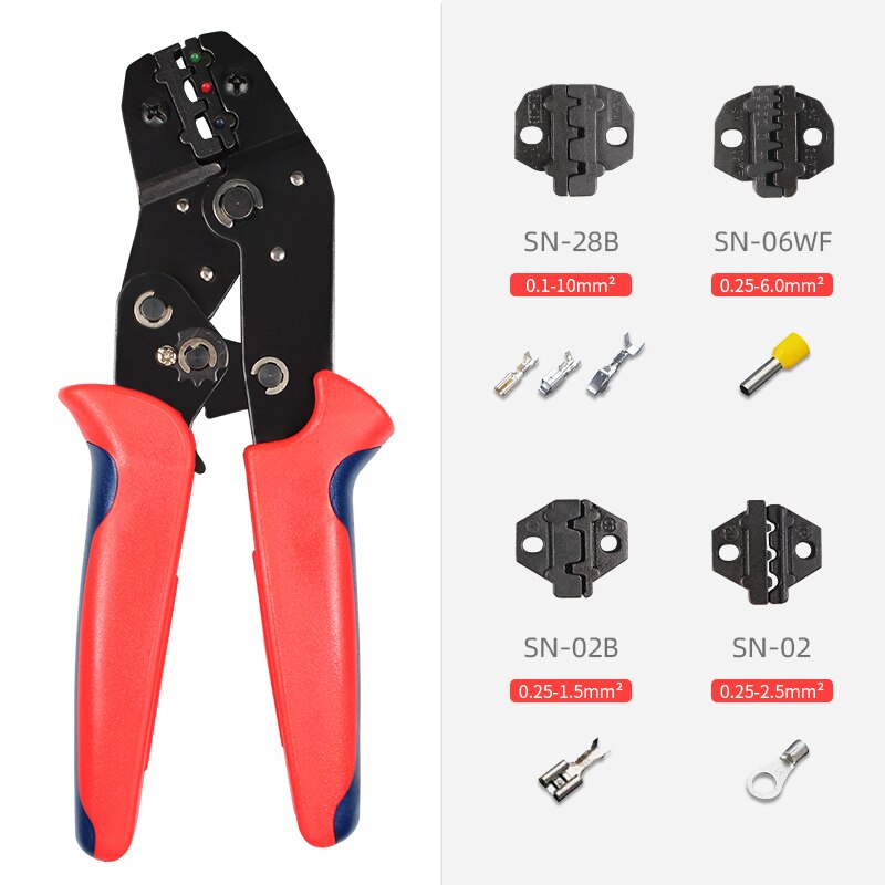 Electrical Terminal Ratchet Crimping Crimper Auto Electrician Tool Set for increased durability Soft handle comfortable to use: SN-02C AND 4JAW