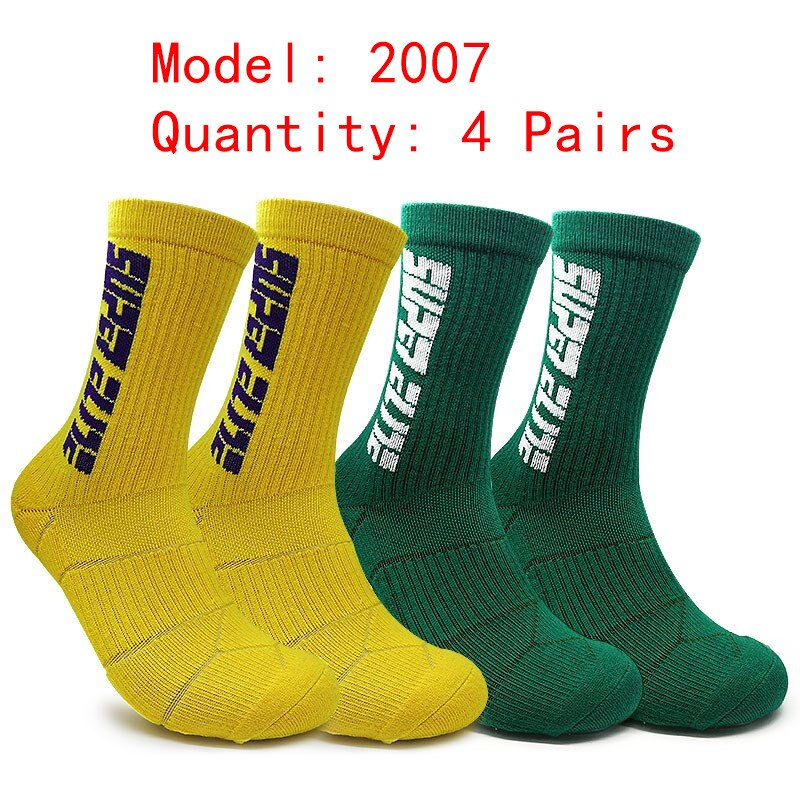 4 Pairs Sports Socks Crazy Letter Men Basketball Cycling Running Hiking Navy Sock Set With Terry Shock Absorption Walking Sock: 9
