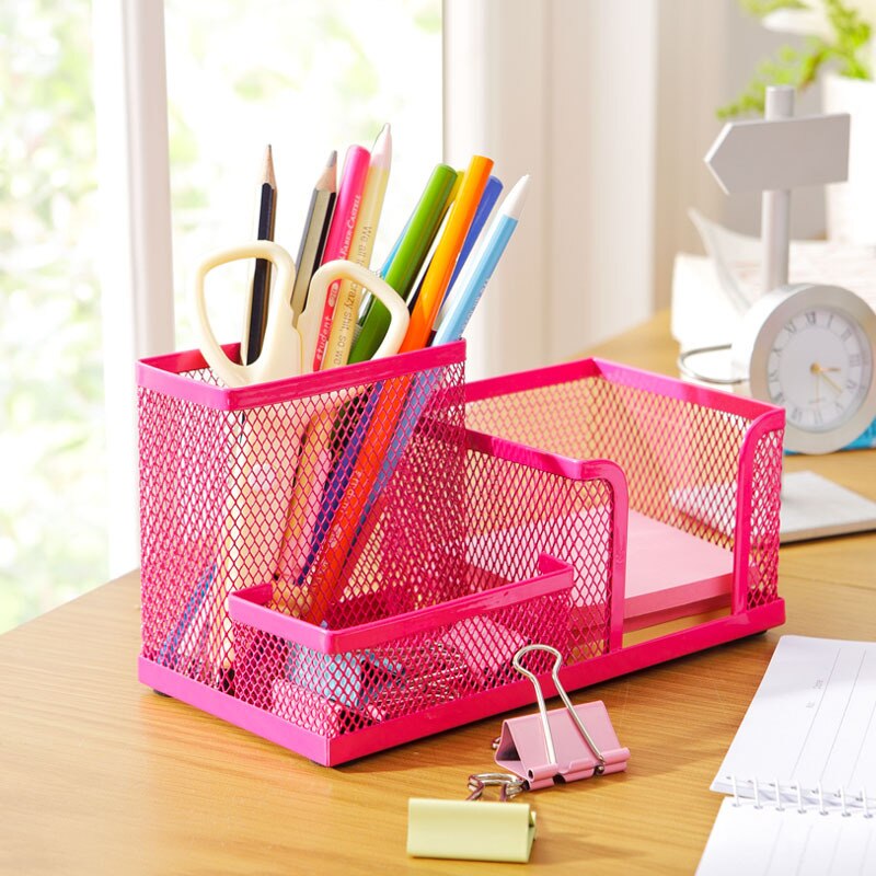 Metal desk stationary organizer office desk pencil holder metal skolepapirholder