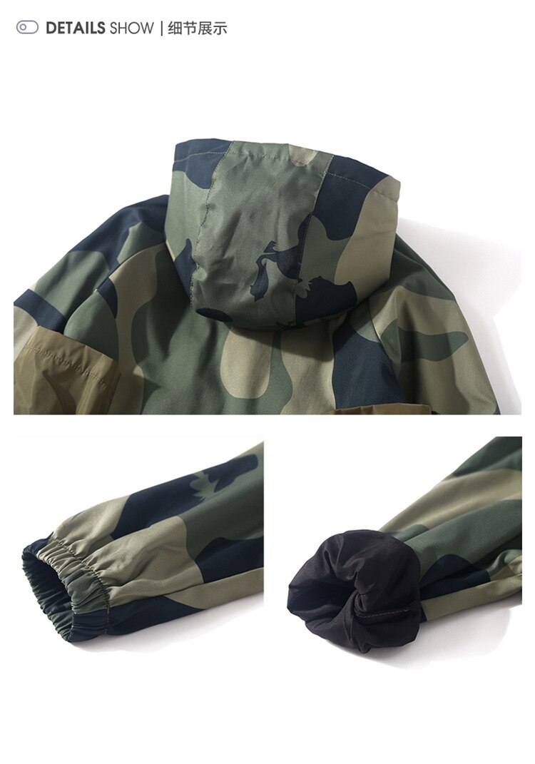 Pudcoco Del Bambino Del Bambino del Ragazzo Vestiti del Camuffamento di Stampa Grande Tasca Polsini Elastici Liscia Della Chiusura Lampo Del Bambino Giacca Con Cappuccio Abbigliamento Outdoor