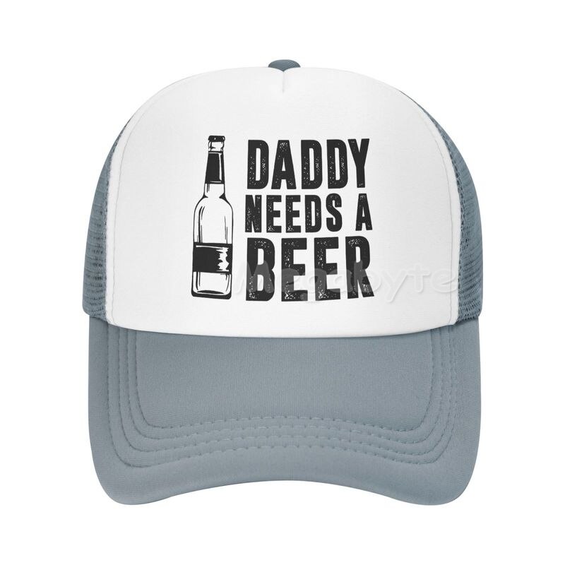 Daddy Behoeften Een Bier Trucker Hoed Grappig Bier Vader Vaderdag Hoeden: GRAY