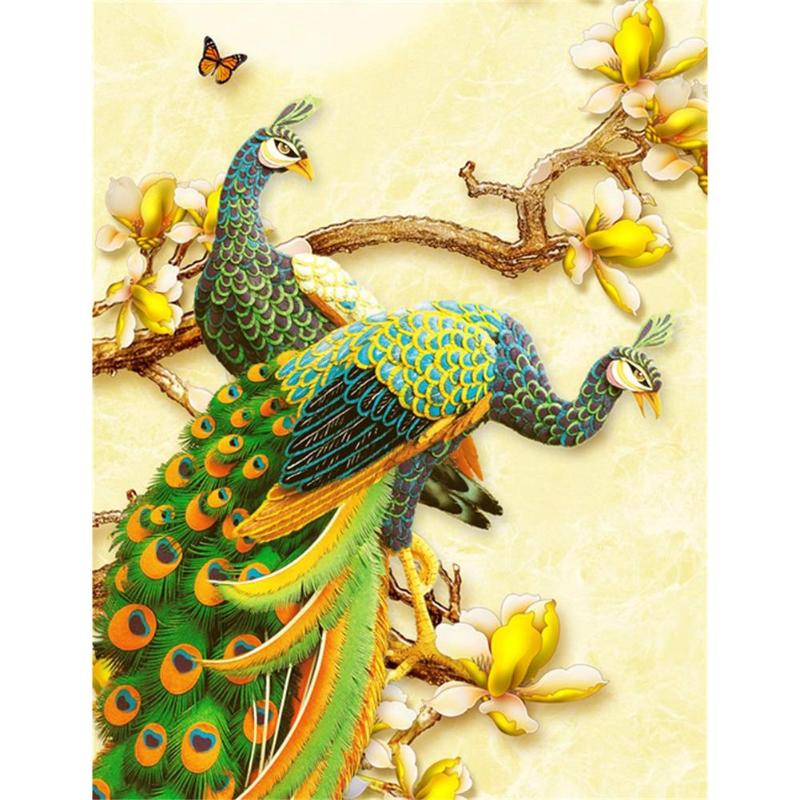 5D DIY especial en forma de pintura de diamante de pavo real búho botánica Kit de costura de punto de cruz resistencia a la oxidación arte de la pared 30X25cm