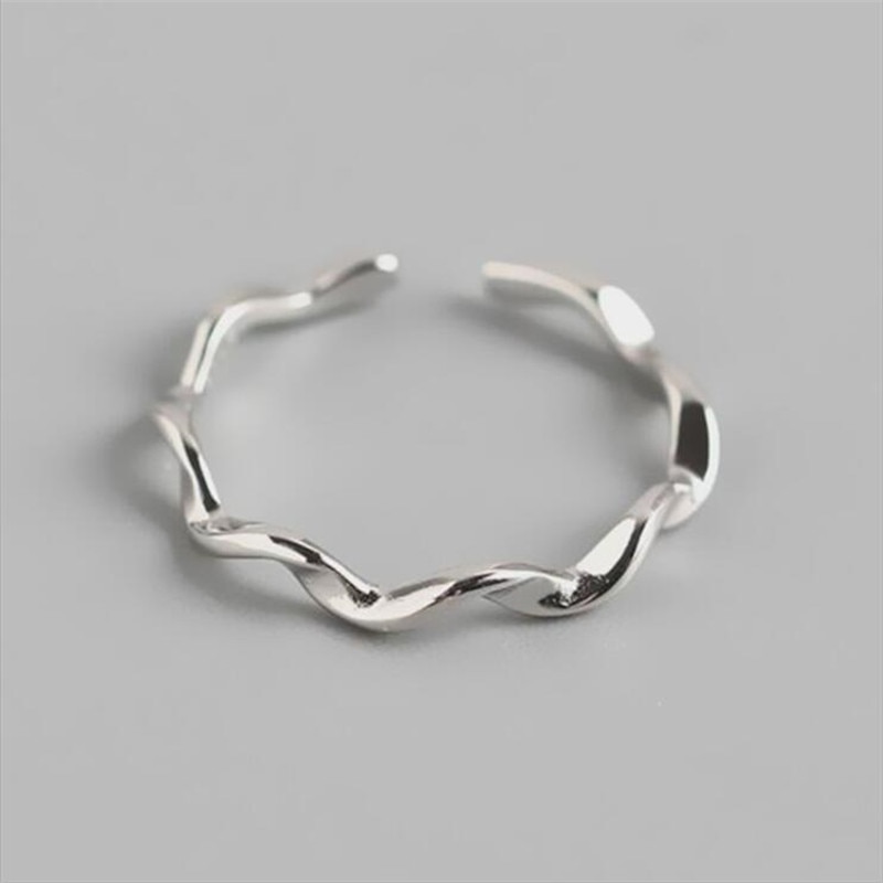 Anillo de Plata de Ley 925 con línea retorcida, joyería sencilla de onda lisa, anillos de apertura populares, nueva , R049