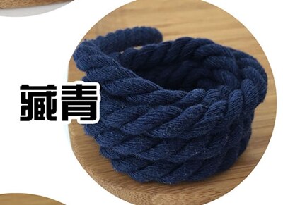8mm drei-strang farbe baumwolle seil twist bündel seil kordelzug seil tasche dekorative seil diy zubehör: navy blue