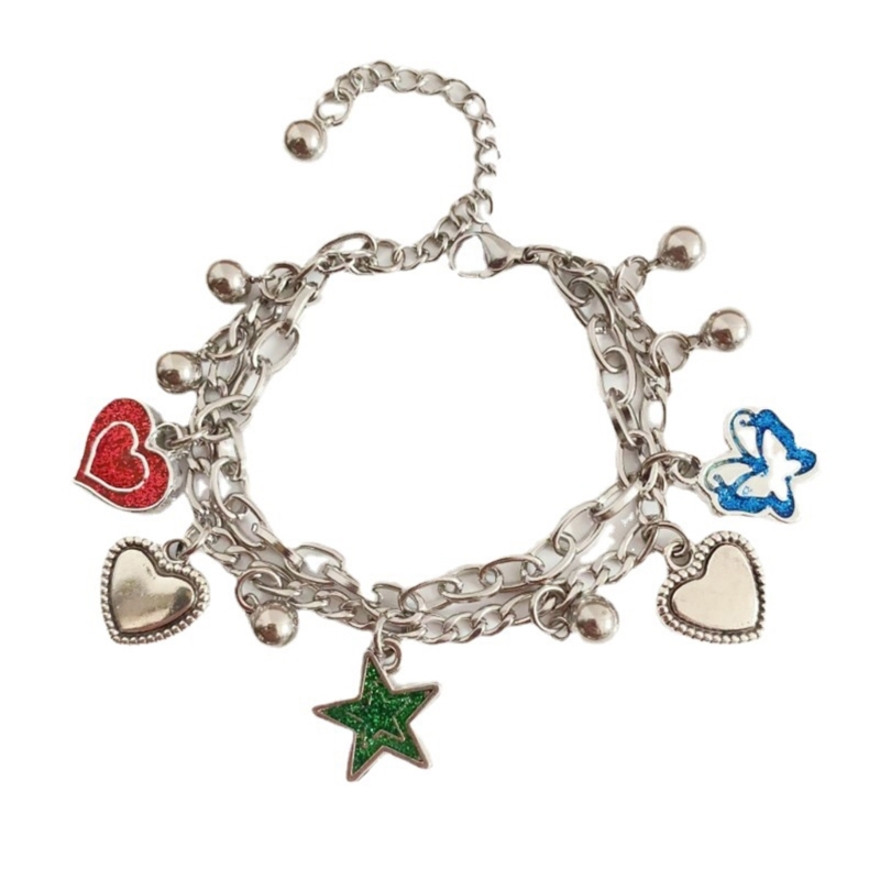 Vintage błyszcząca gwiazda Pentagram bransoleta ze stali tytanu dla kobiet słodka estetyczna bransoletka Y2k Charm Harajuku biżuteria