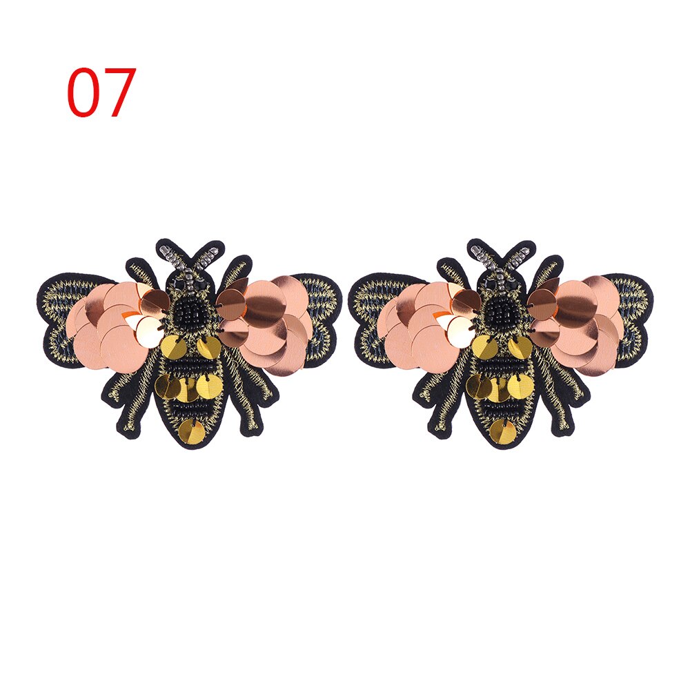 3D Handmade Rhinestone Bee Beaded Patches Sew On Sequin Patch For Clothing Beading Applique Cute Patch: 7