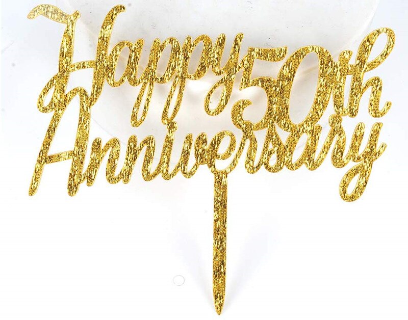 Happy 50th Anniversary Cake Topper,Gold Glitter Cheers to 50 Years Sign,50th Birthday/Wedding Anniversary Party Decorations