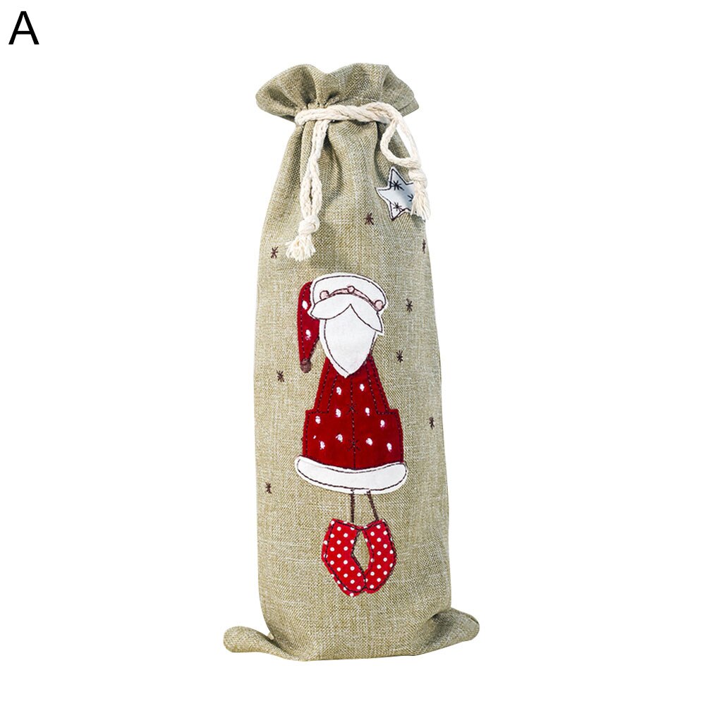 Xmas Santa Angel Drawstring Wine Bottle Cover Champagne Bag Party Decor: A