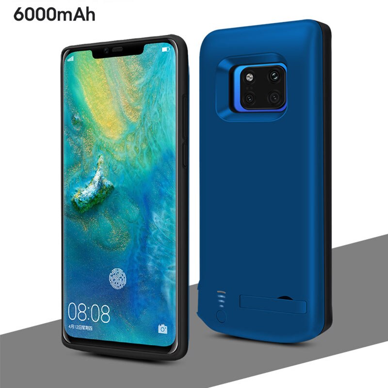 Para huawei companheiro 20 pro caso de bateria 6000 mah carregador de bateria externa caso capa de banco de potência para huawei companheiro 20 pro caso de bateria: Blue