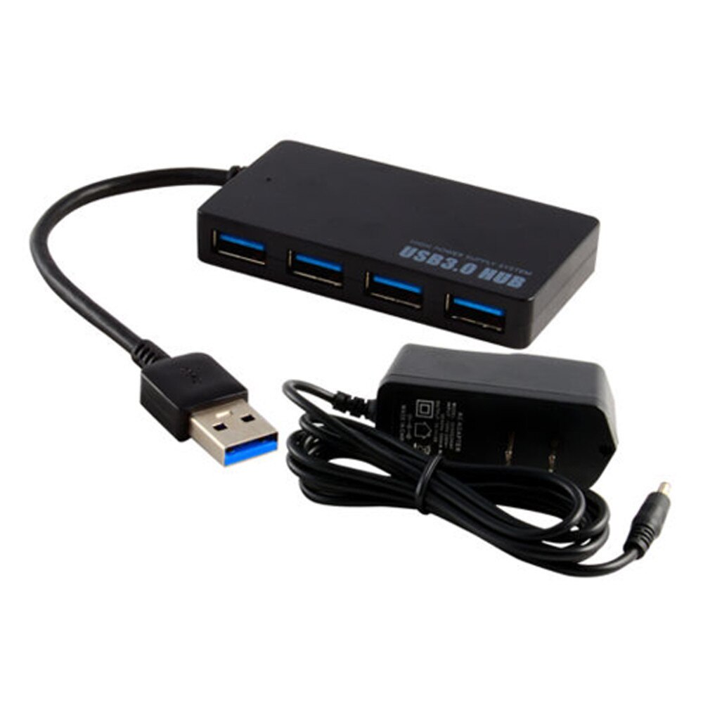 Powered 4-Port USB 3.0 Hub 5Gbps Portable Compact for PC Mac Laptop Desktop#T3: Default Title