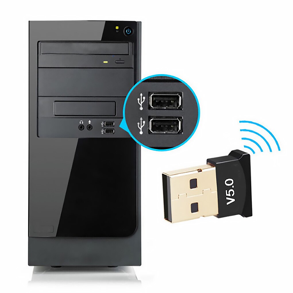 Bluetooth 5.0 musikadapter computer trådløs lydsender modtager usb 2.0 hurtig hastighed dongle