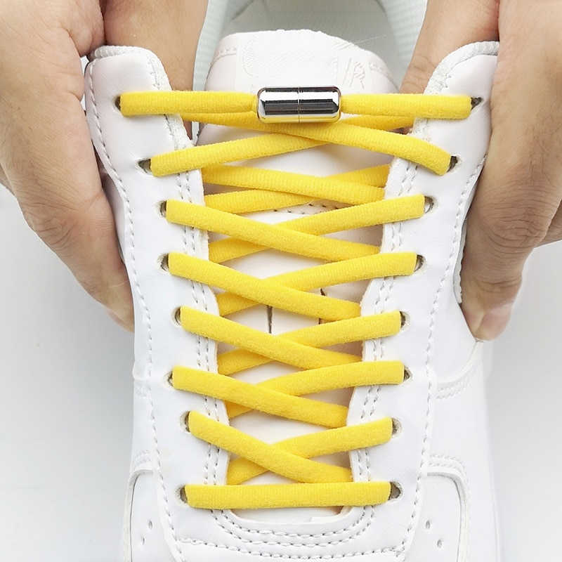 Cordones elásticos redondos sin lazos para niños y adultos, zapato Unisex, cordones para zapatillas, Color sólido, cierre rápido, 1 par