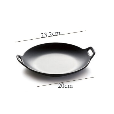 Melamine keuken party display plaat met handvat cookie dienblad zwart kleur schotel: M252120