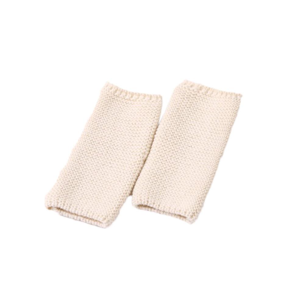 Couvre-pieds en laine solide avec couverture de protection, soutien de jambe de sport en tricot: beige