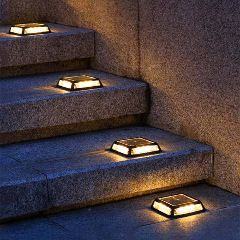 12 LEDS Outdoor IP65 Waterproof Solar Courtyard LED Home Stair Steps Balcony Floor Foot Street Wall Lights Decor Deck Lights