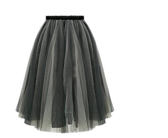 Falda larga de organza de estilo europeo para mujer, 1 unids/lote, verano, informal, 2 colores: 1 / L