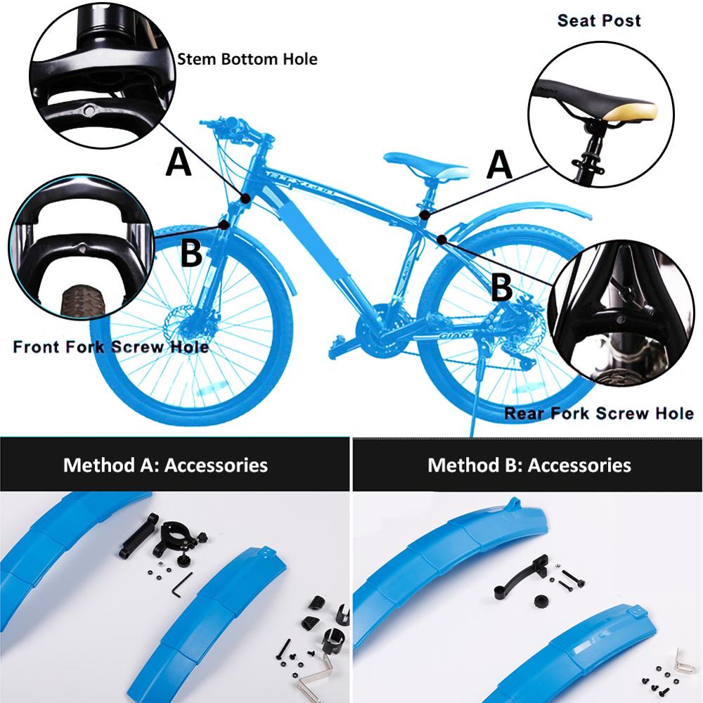 Bike Mudguard Telescopic Folding Mountain Road Bicycle Fender with Rear Mudguard for Mountain Bikes Mudguard Bicycle Accessories