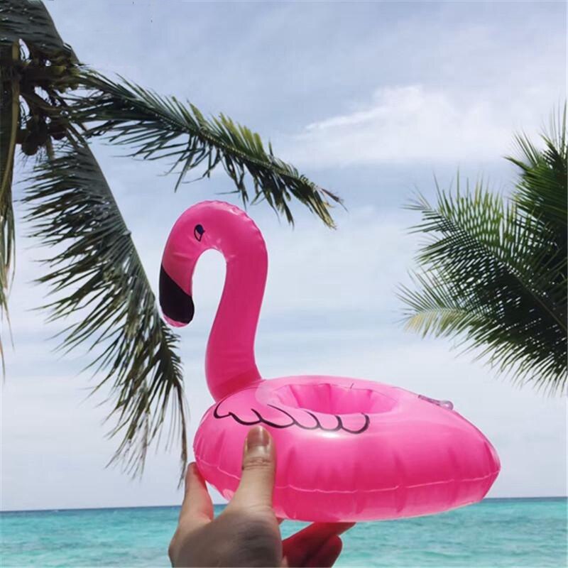 50 stycken uppblåsbar simring flytande flamingo mugghållare pool drinkhållare vattenleksaker för babypoolleksaker