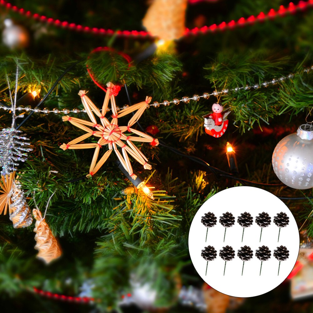 10 Pzs Piñas Decorativas - Accesorios Naturales para Guirnaldas de Navidad y Fiestas