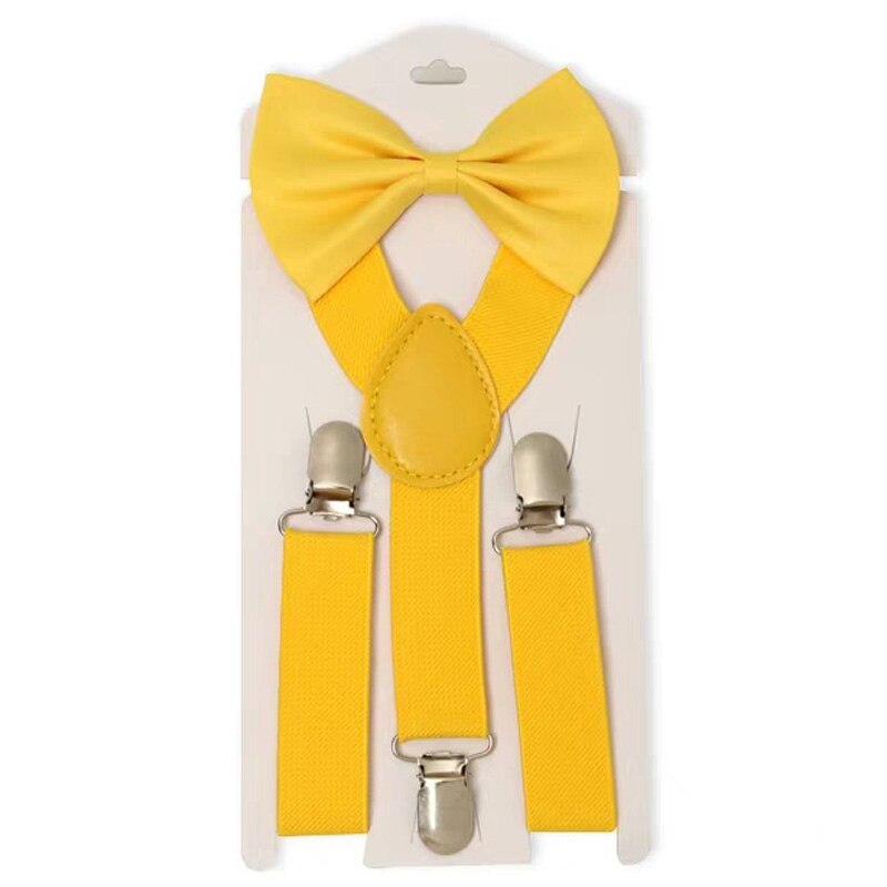 2 stks/set Jongens Bowtie Kid Jarretelle Y-Back Verstelbare Elastische Jongens Bretels Vlinderdas 1-8 Jaar bruiloft Bretels: yellow