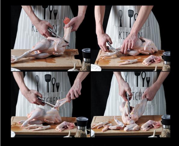 Rustfrit stål fjerkræ køkken kyllingebensaks med sikker låseskærer kogeværktøj klipning skåret and fiskekød køkkenudstyr