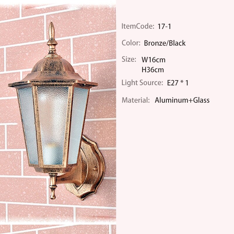 ledet utebelysning vegglys utelys med ledet balkonglys aluminium  e27 lampe: 17-1 w16 h36cm / Bronse