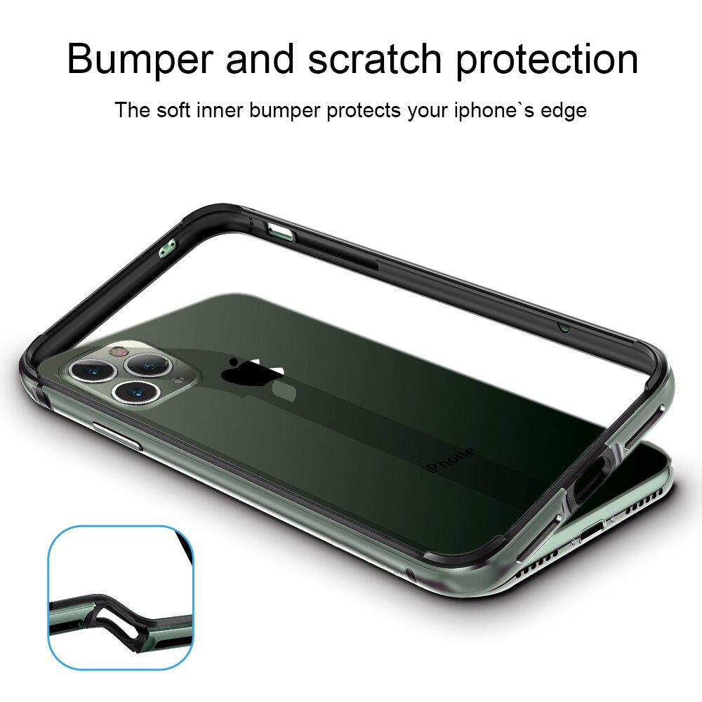 Voor iPhone 11 11 Pro 11 Pro Max Aluminium Metalen Bumper Telefoon Geval TPU Siliconen Shockproof Beschermhoes Telefoon accessoires