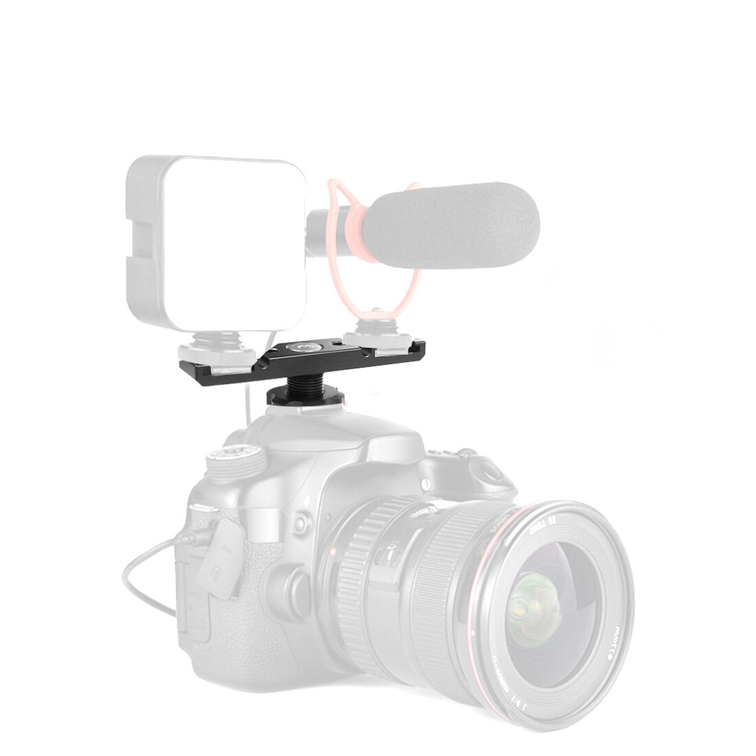 Trípode de aleación de aluminio para fotografía, doble zapata fría, barra de extensión, soporte Dual para micrófono, luz Led, vídeo, Vlog, DV, cámara DSLR