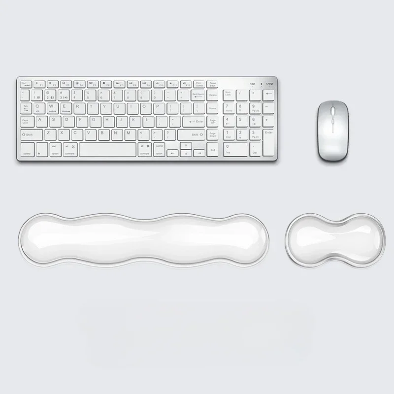 Mauspad mit Handballen auflage, Tastatur auflage, rutsch feste transparente Desktop-Büros piel konsole aus Silikon, Maus-Handballen auflage: Navy Blau