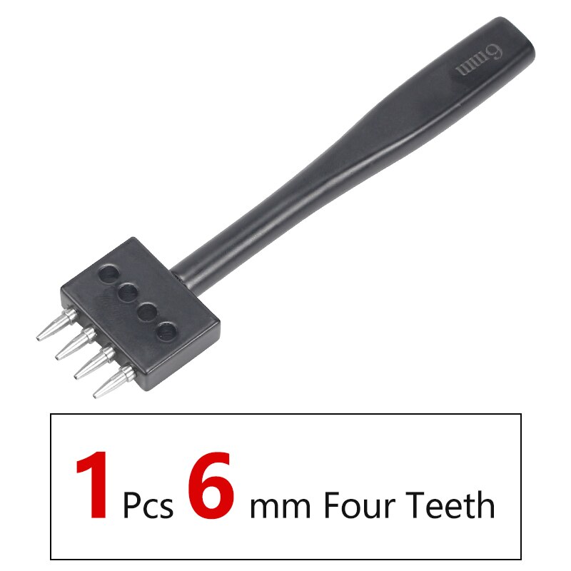 Leather Hole Punch Craft, Round Hole DIY Sewing Chisel Leather Working Tool, 4 5 6mm Spacing Leather Hole Punch, 2/4/6/Holes: 1PCS-6MM-4Teeth