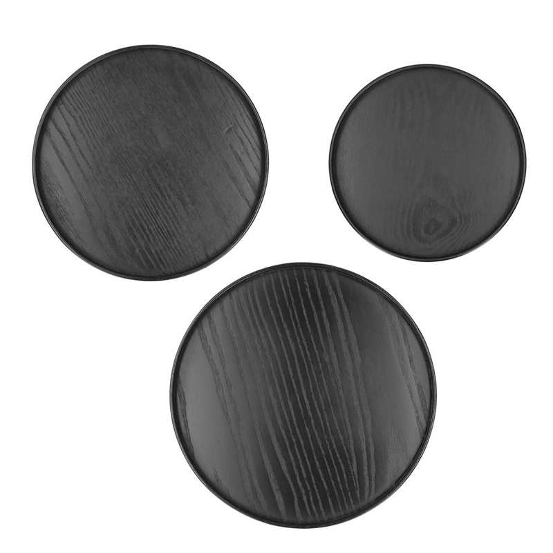 Wood Tea Tray Restaurant Trays Round Serving Tray for Home for Kitchen