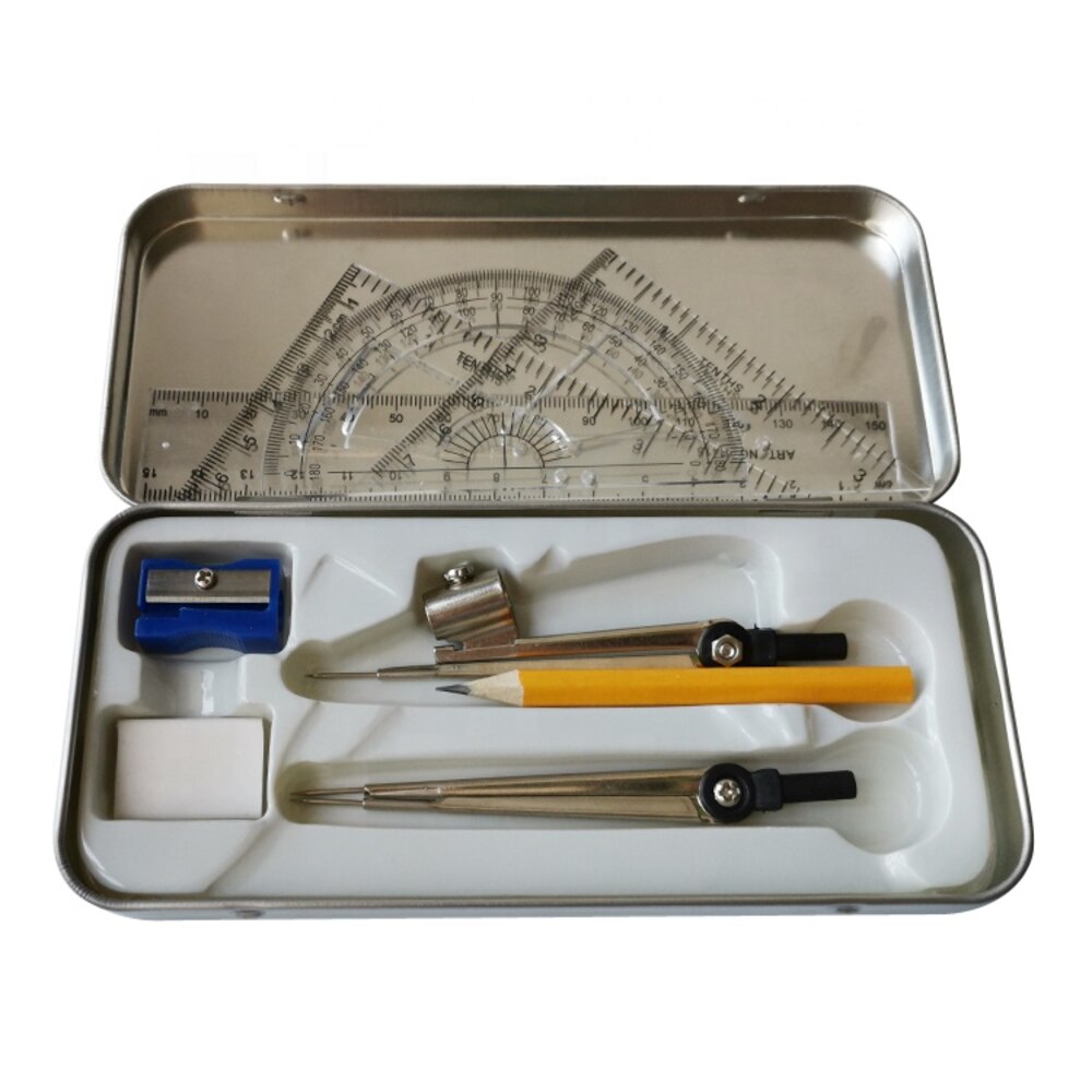 School Student Stationery Kit Mathematical Geometry Set with Ruler Compass