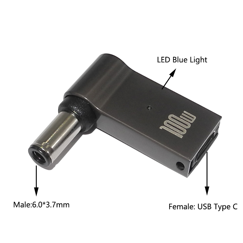 Convertisseur Usb Type C 100W vers câble de charge rapide 6.0x3.7mm, adaptateur pour Asus TUF Gaming FX705GM FX705GE FX705GD FX505, prise cc: Rouge