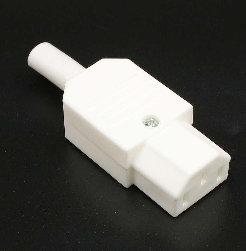 IEC320 C14 Electrical AC Socket 3 pin red LED 250V Rocker Switch 10A fuse female male inlet plug connector 2 pin socket mount: WHITE