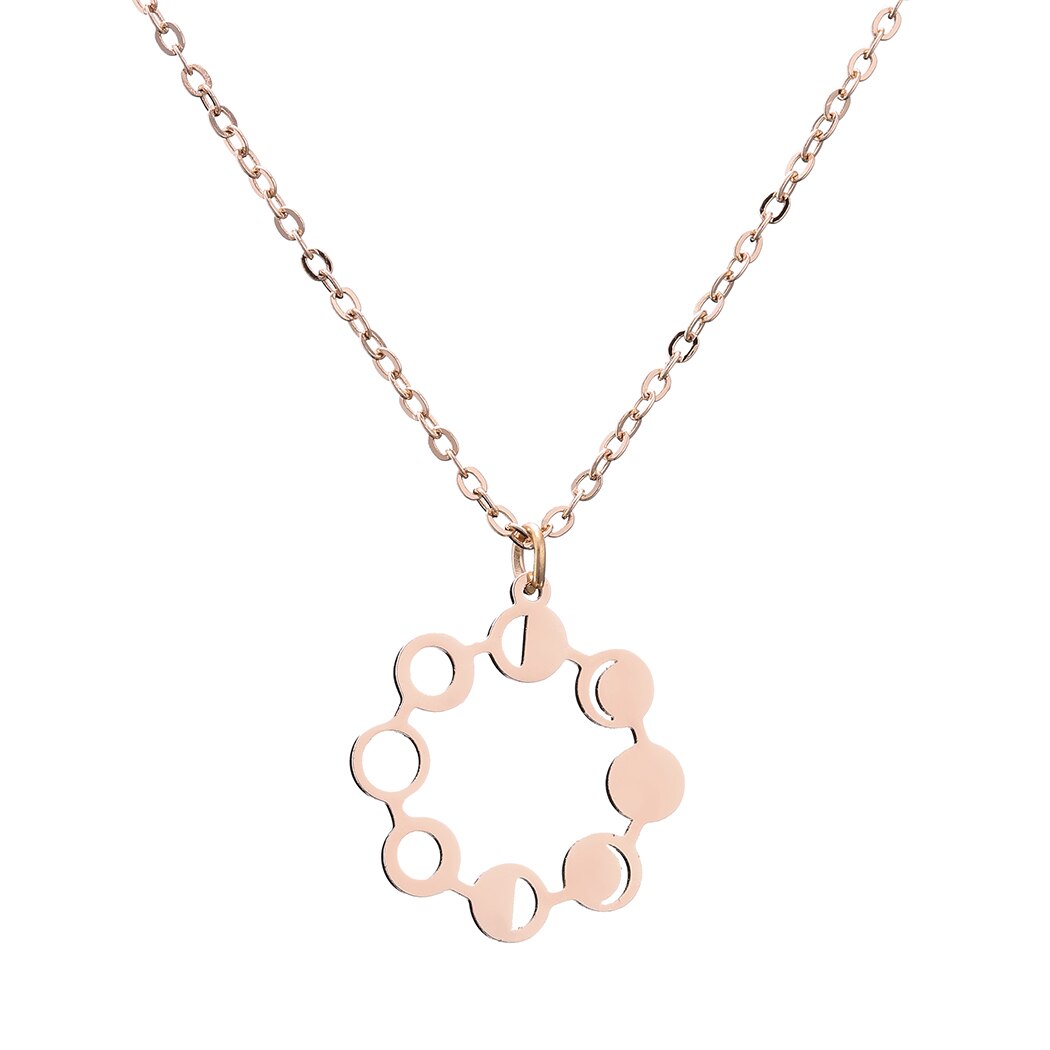 Colar pingente lua simples cxwind, gargantilha de aço inoxidável com geométrico, joia para presente para mulheres: COR DE OURO ROSA