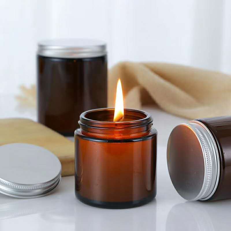 Taza de bougie marrones grandes DIY botella vacía hecha a mano de vidrio vela tarro fabricación de velas materiales envase recargable