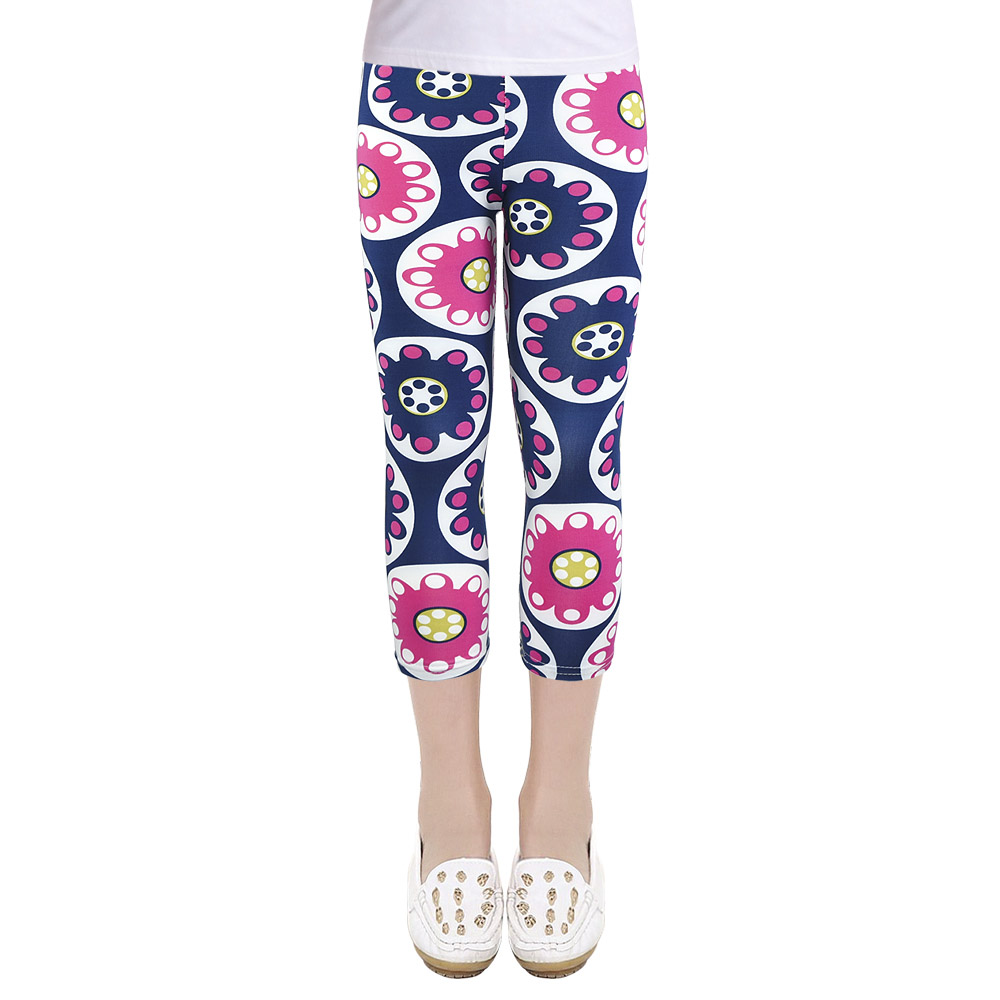 SLAIXIU été filles Leggings slim mollet longueur pantacourt enfants enfants crayon pantalon Leggings pour 4-10Y fille vêtements: SE / 8