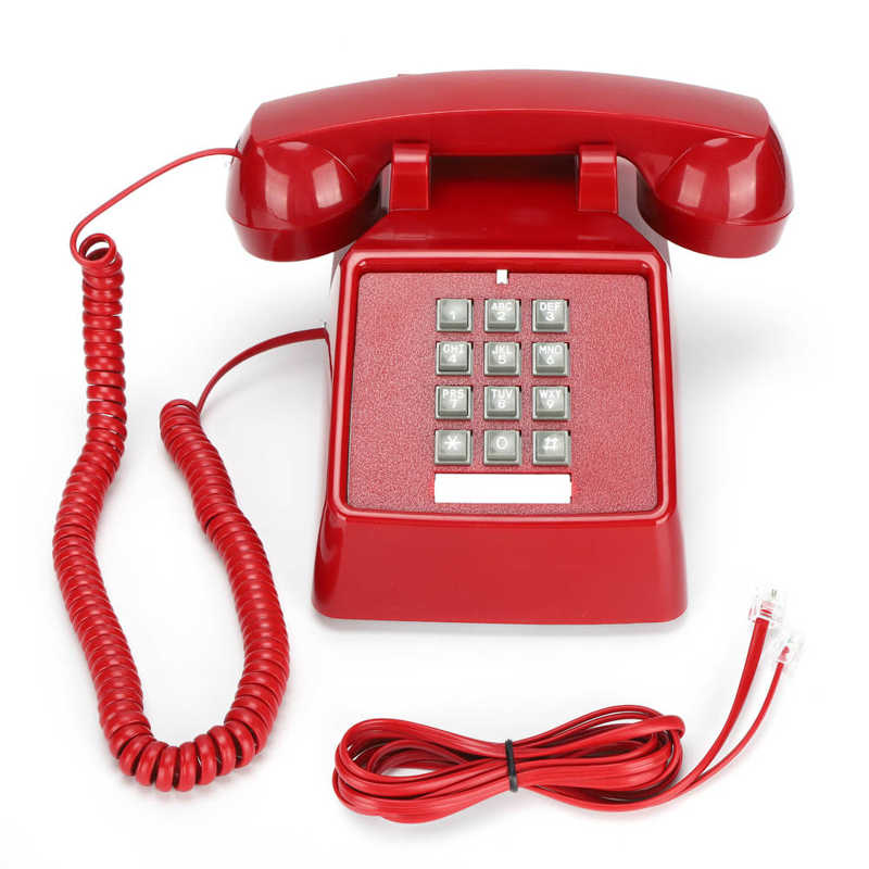 CT-8019 retrò telefono fisso classico design rotativo vecchio stile telefono fisso da scrivania per la casa e l&#39;ufficio telefoni fissi: Rosso