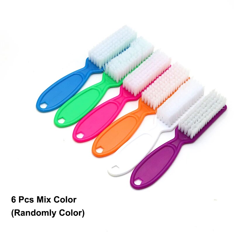 4/6/12 Uds cepillo de limpieza de uñas de Color mango de plástico agarre cepillo multifuncional limpieza fregado pedicura para manicura de dedos de los pies: BLANCO