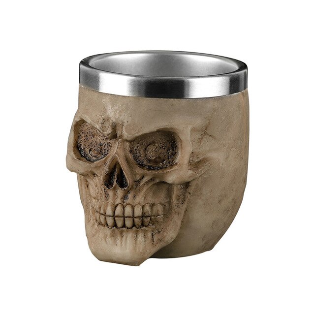 Taza de resina de acero inoxidable con forma de Calavera, vaso de cristal gótico, para cerveza, Vodka, Bar, 200ml: Verde