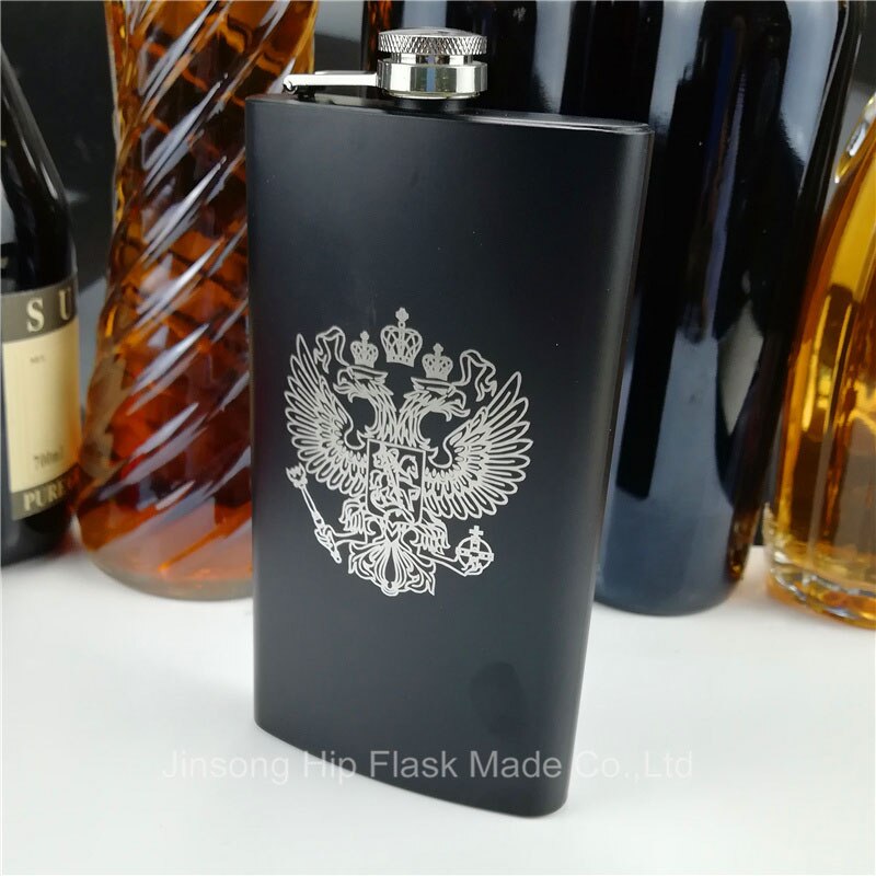 Lead -free 12oz whiskey flask stainless steel flask ,black and silver: black