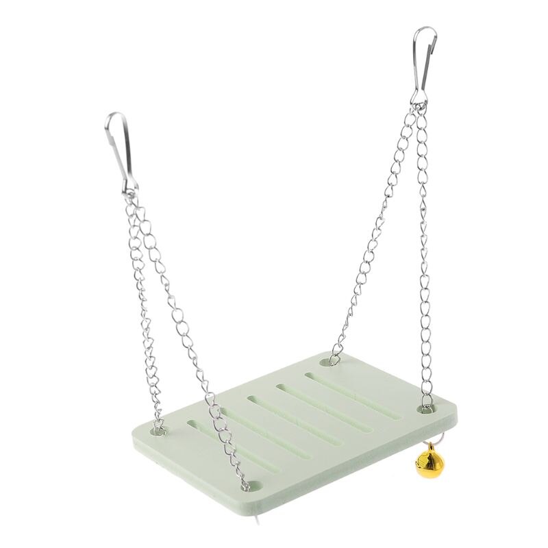 Wooden Parrot Hamster Swing Hanging Bell Cage Toy Chinchilla Mouse Perch Pet Accessories plastic hamster toy: Light Green