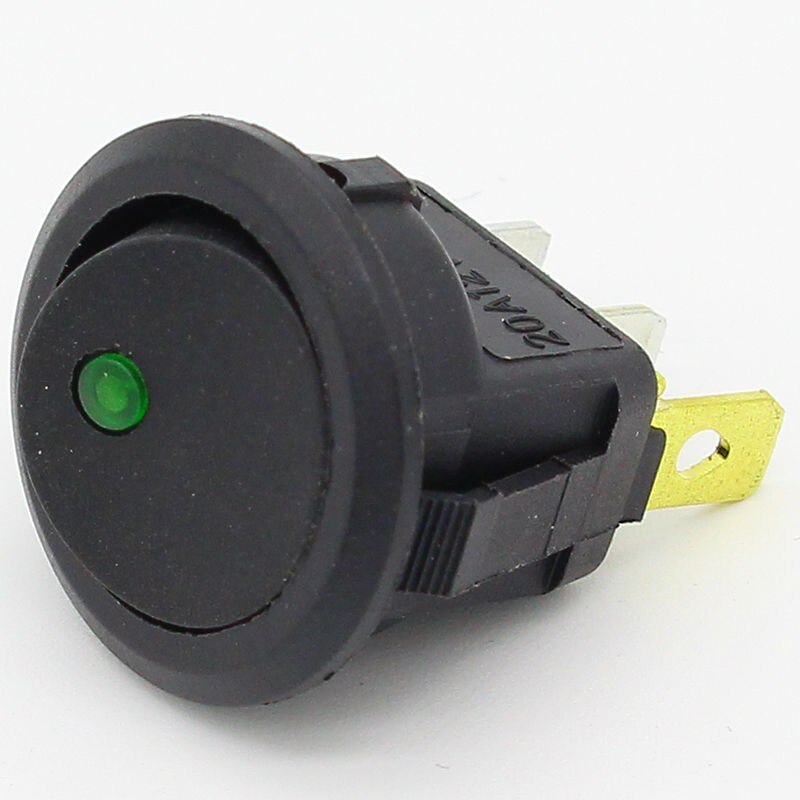 thumbnail image 2 of 5-Pack 12V Round Green LED Rocker Toggle Switches – SPST ON/OFF – For Car, Boat 2 of 6