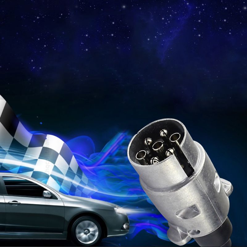 Slidstærk 7- polet aluminiumslegeringsstik trailer trailer trækkende el-stik 12v stik eu-stik