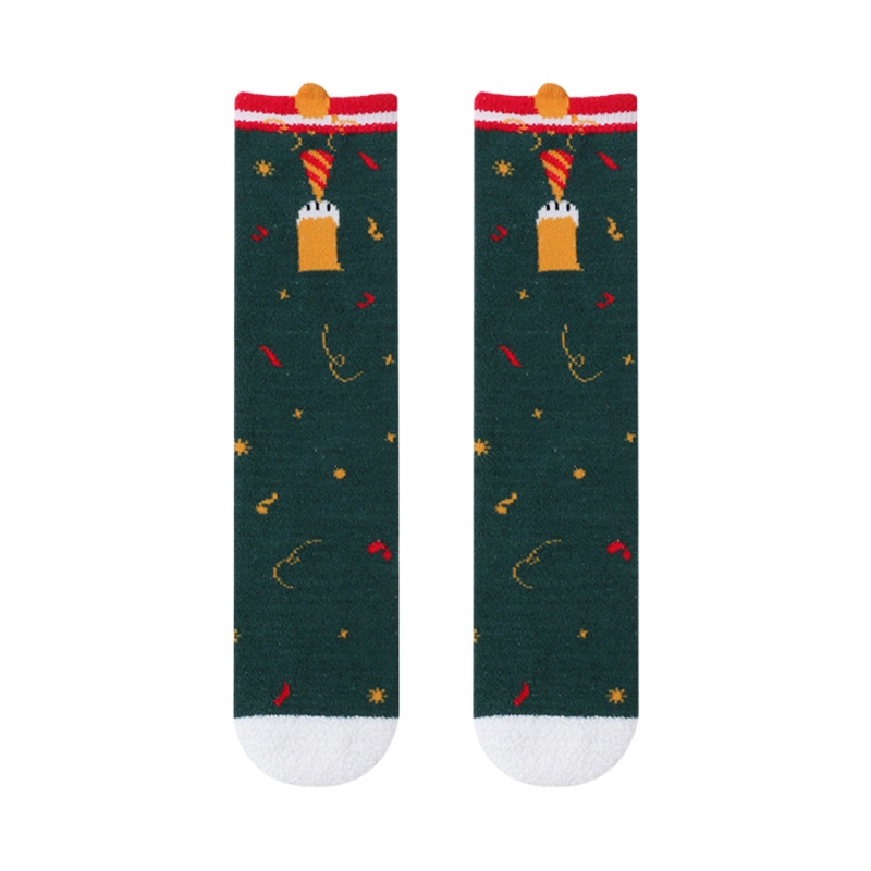 Bebê velo joelho meias meninas meninos natal sobre o joelho meias boneco de neve dos desenhos animados dot longo joelho meias antiderrapantes sola meias: G