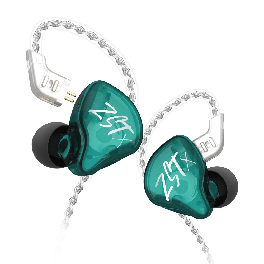 KZ ZSTX In-Ear Monitors - Hybride HIFI Bas Oordopjes met Zilverkleurige Kabel & Microfoon
