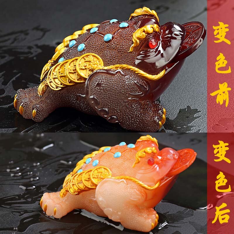 Descoloridos chá Ornamentos Pet Boutique Criativa Sapo Dourado Decoração Bandeja de Chá Sapo Inseto Ornamento Cor Jogo Sapo Chá Pet: D